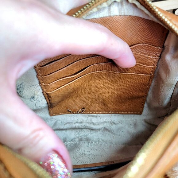 Michael Kors Jet Set Brown Saffiano Leather Small Crossbody Bag Purse - Picture 7 of 7